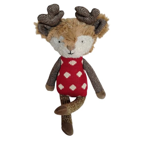 🎄🦌 Anthropologie Sock Monkey Reindeer Plush Tree Topper 🐒✨ Rare 2016 Holiday - Picture 14 of 16